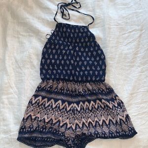 Backless halter top romper